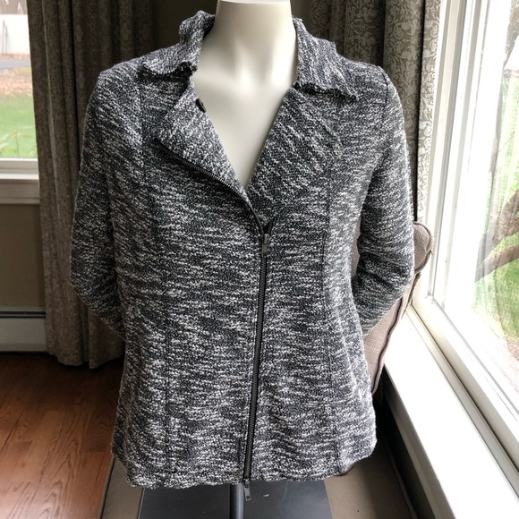 Gray Black Marled Knit Moto Jacket - NWT - Picture 1 of 7